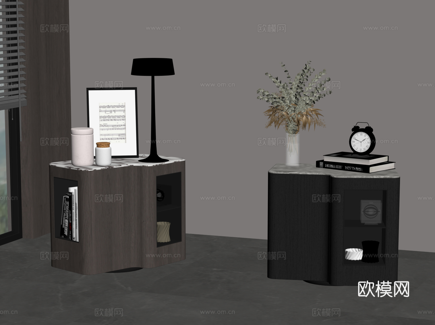 现代意式床头柜 边柜su模型