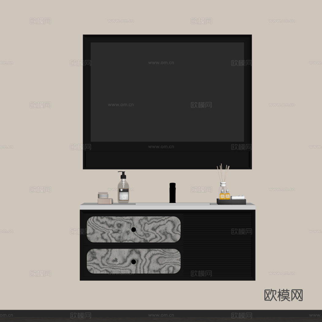 现代意式浴室柜su模型