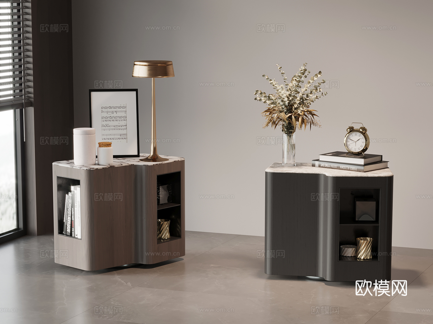 现代意式床头柜 边柜su模型