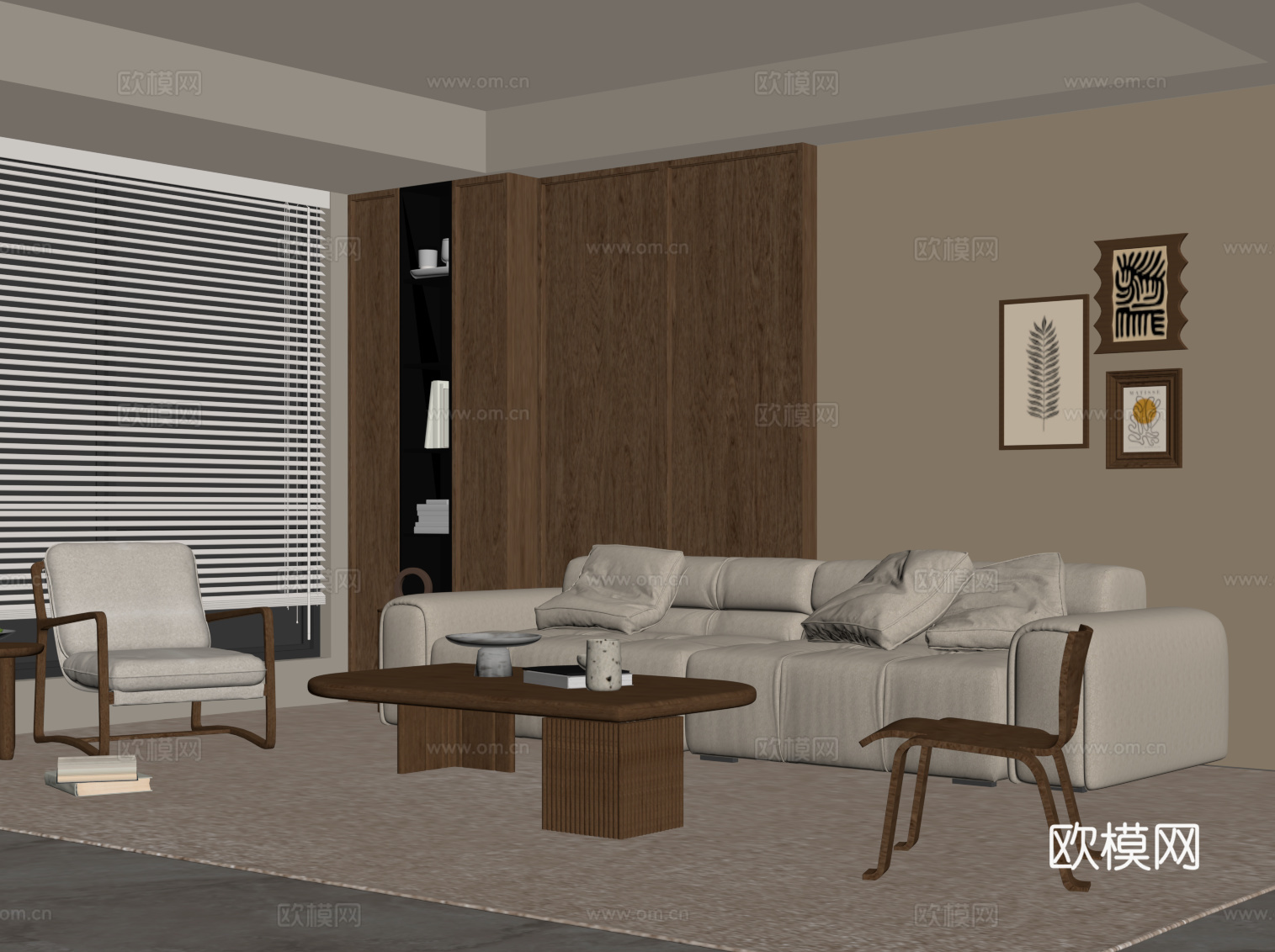 中古风客厅su模型