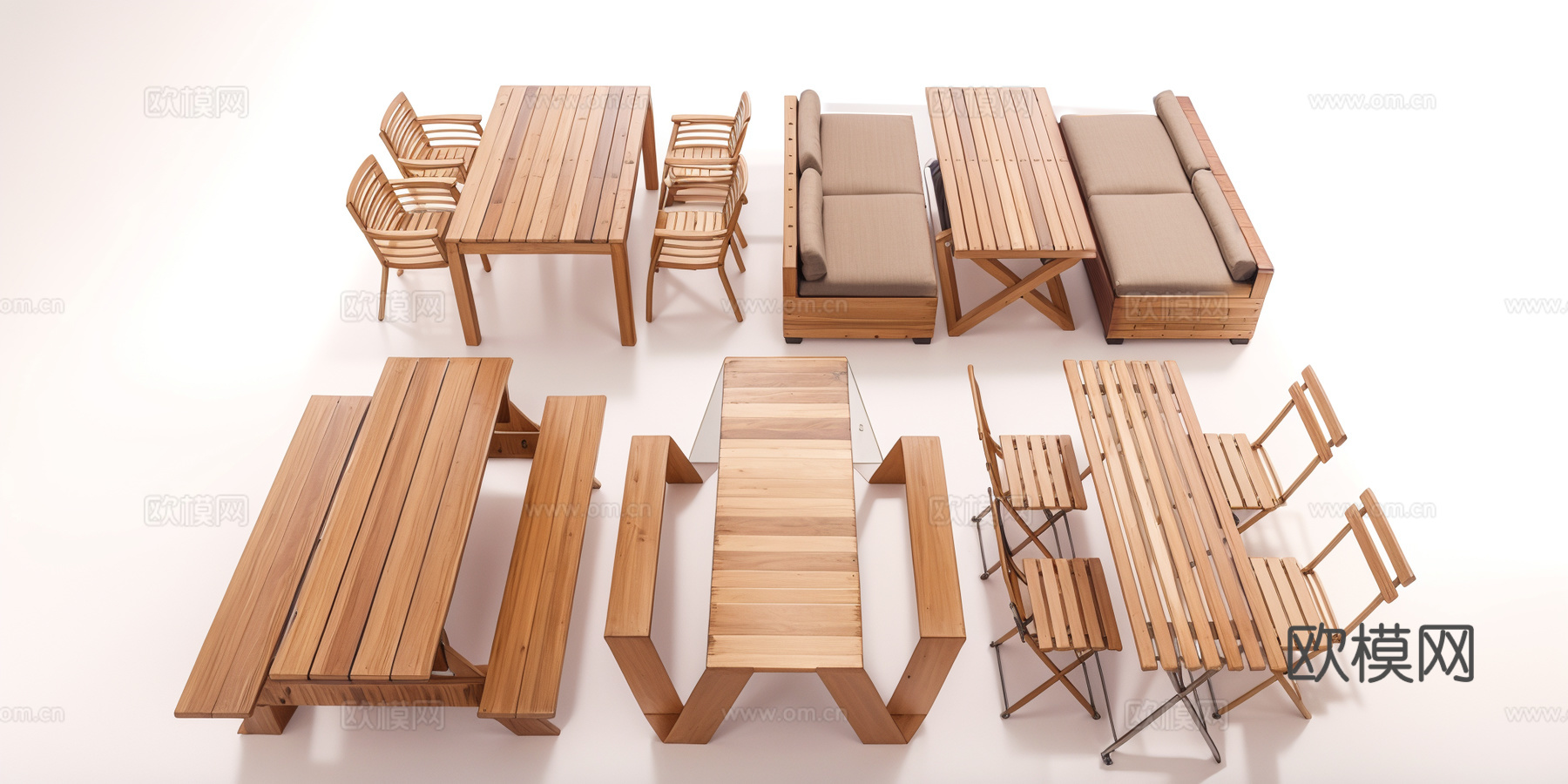 实木桌椅su模型