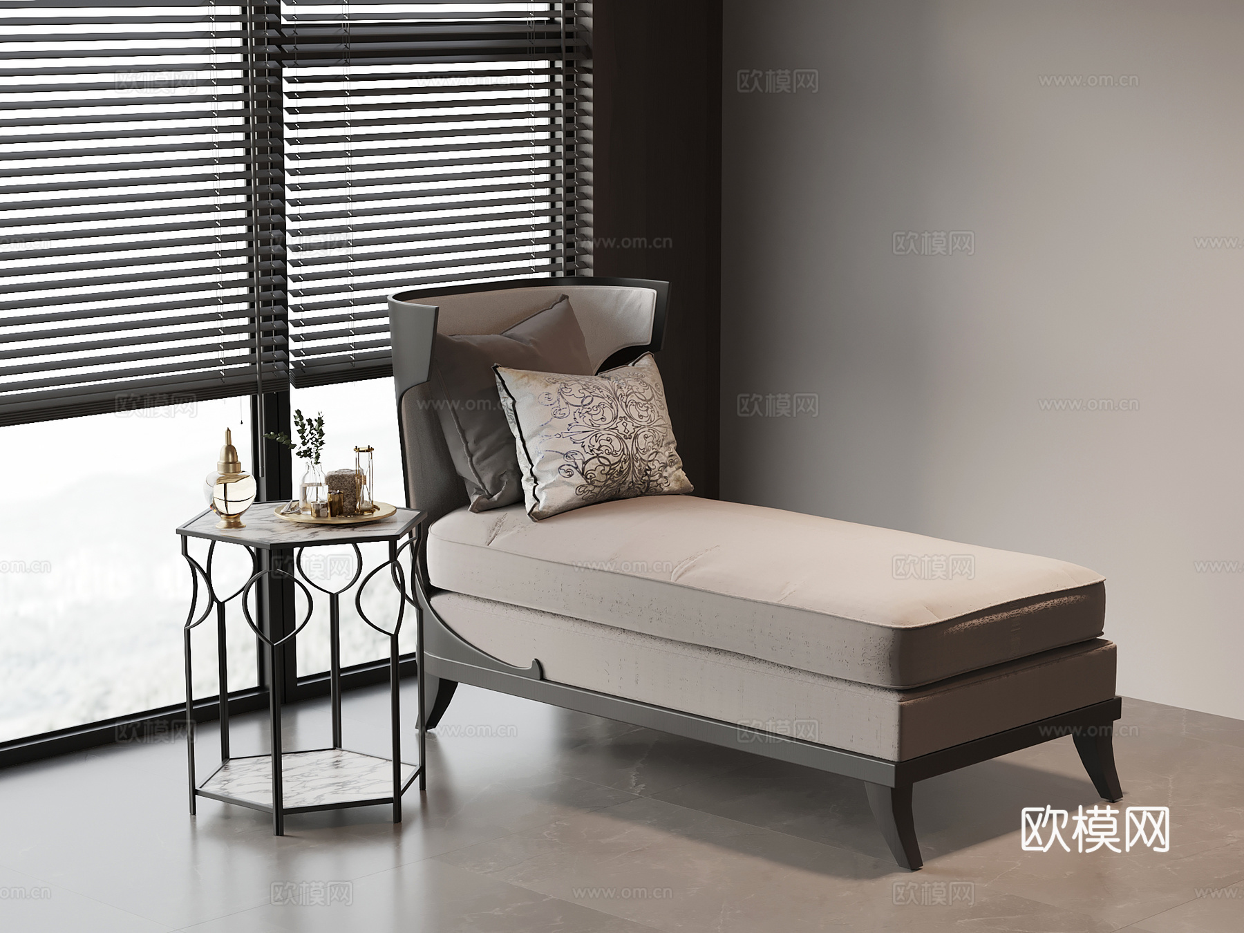 现代意式贵妃榻 沙发椅3d模型下载