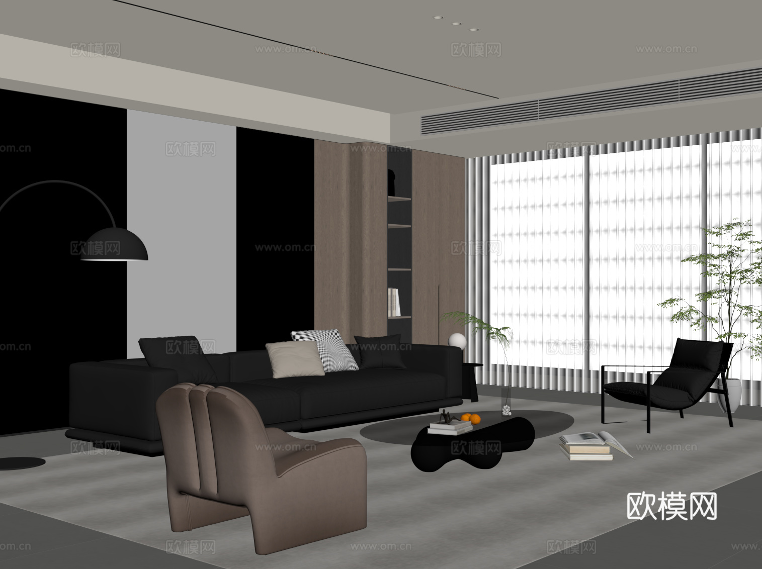 意式客厅su模型