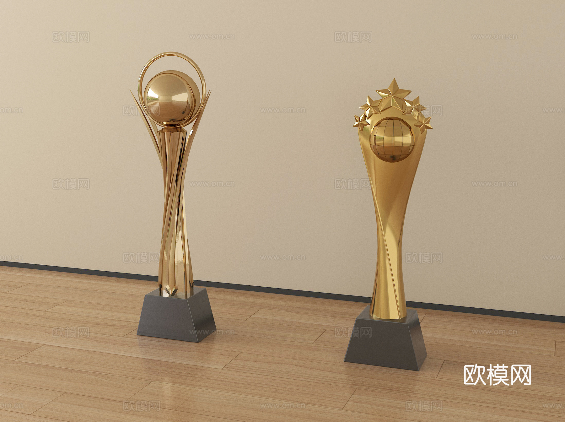现代奖杯 摆件su模型