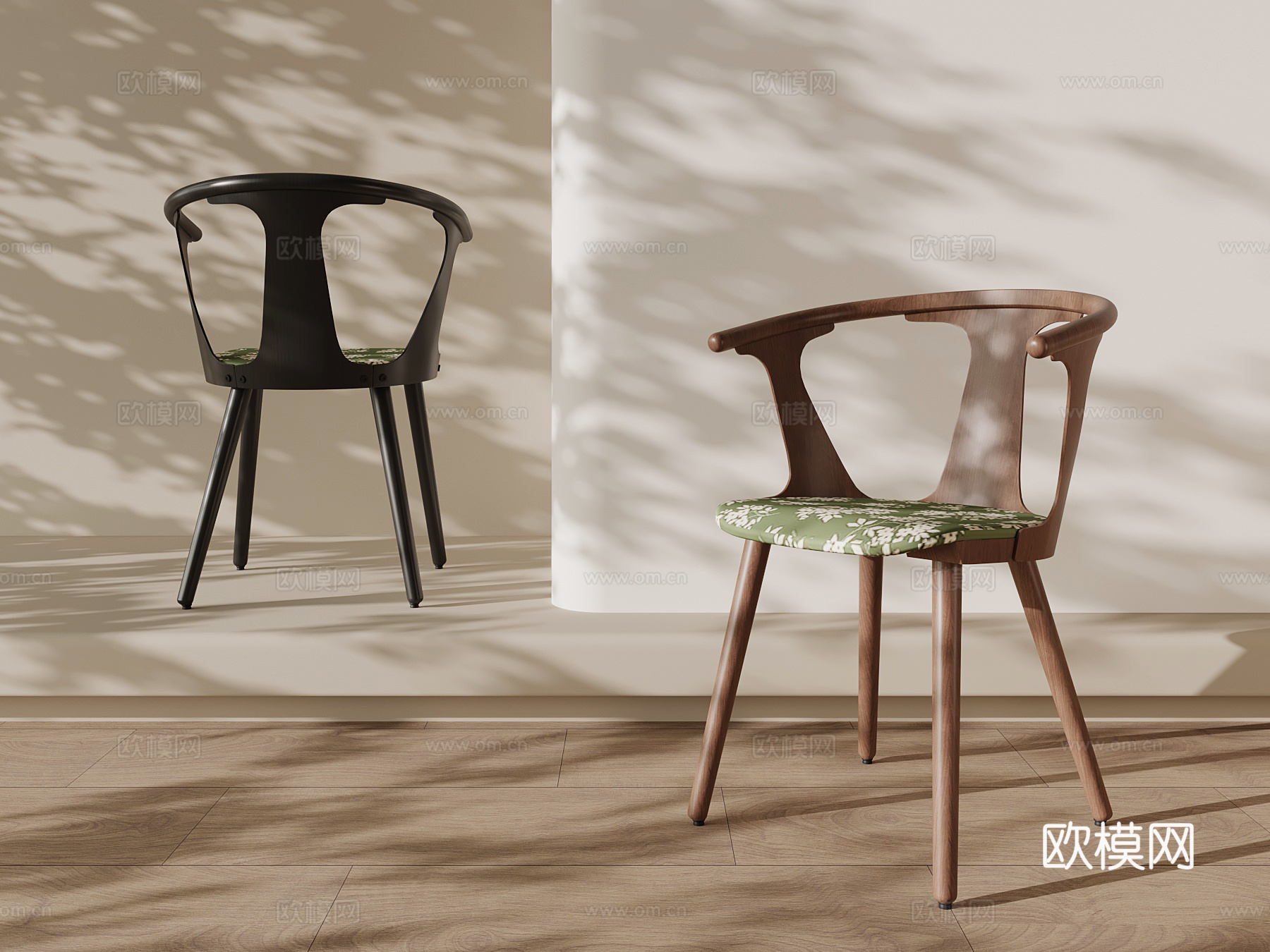 中古风休闲椅su模型下载（渲染图1）