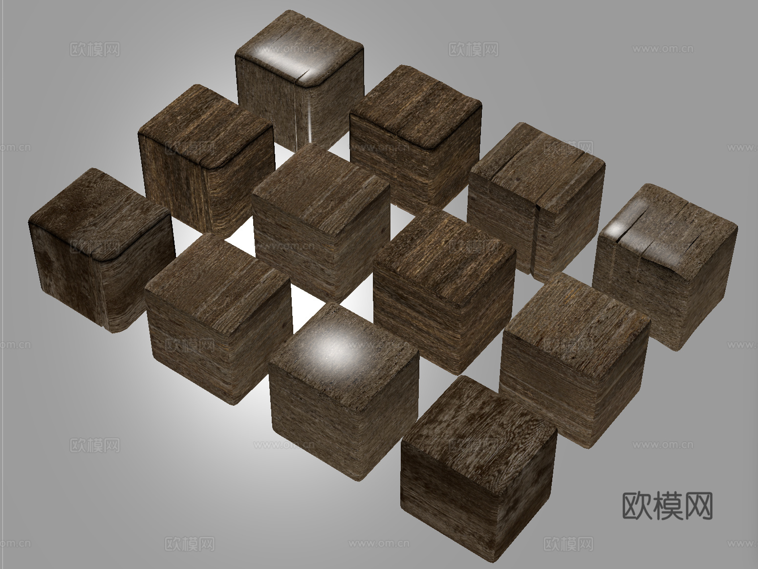 现代木桩 实木 木块  木头su模型