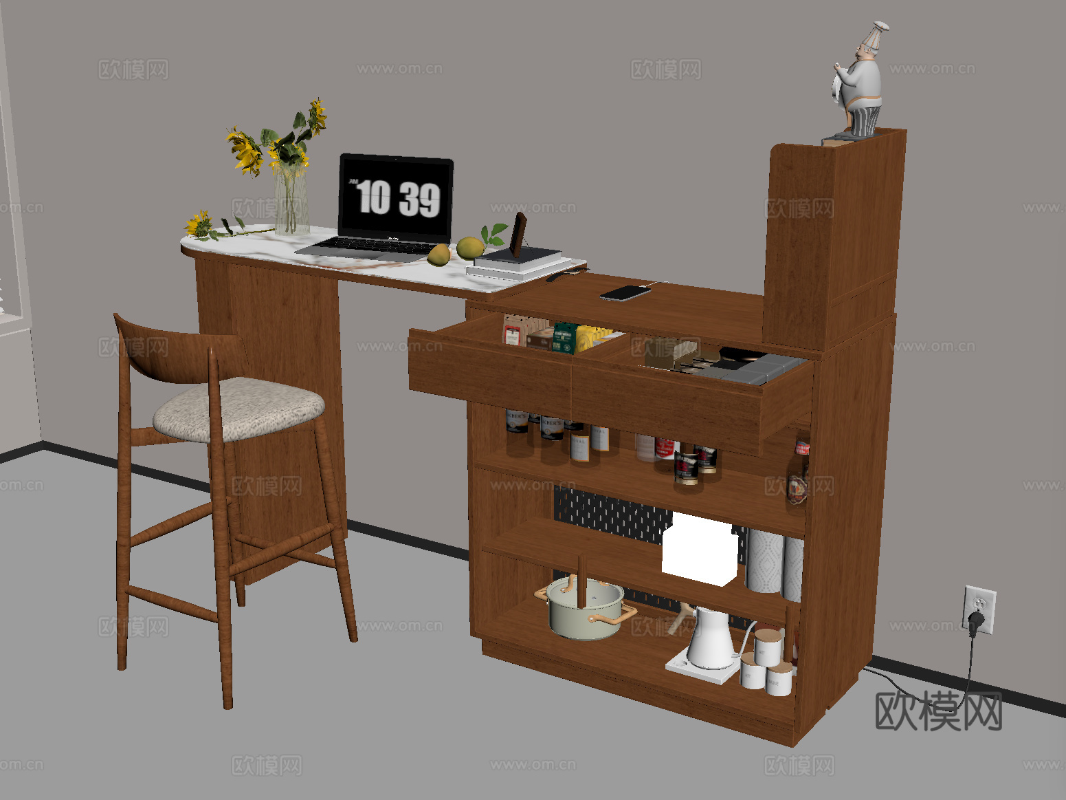 法式中古风餐吧台su模型