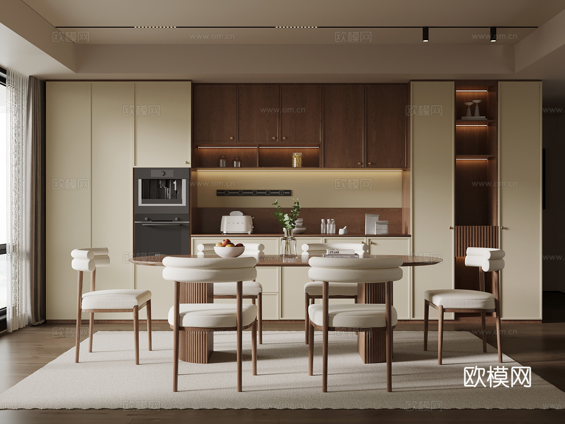 中古风餐厅su模型下载（渲染图1）