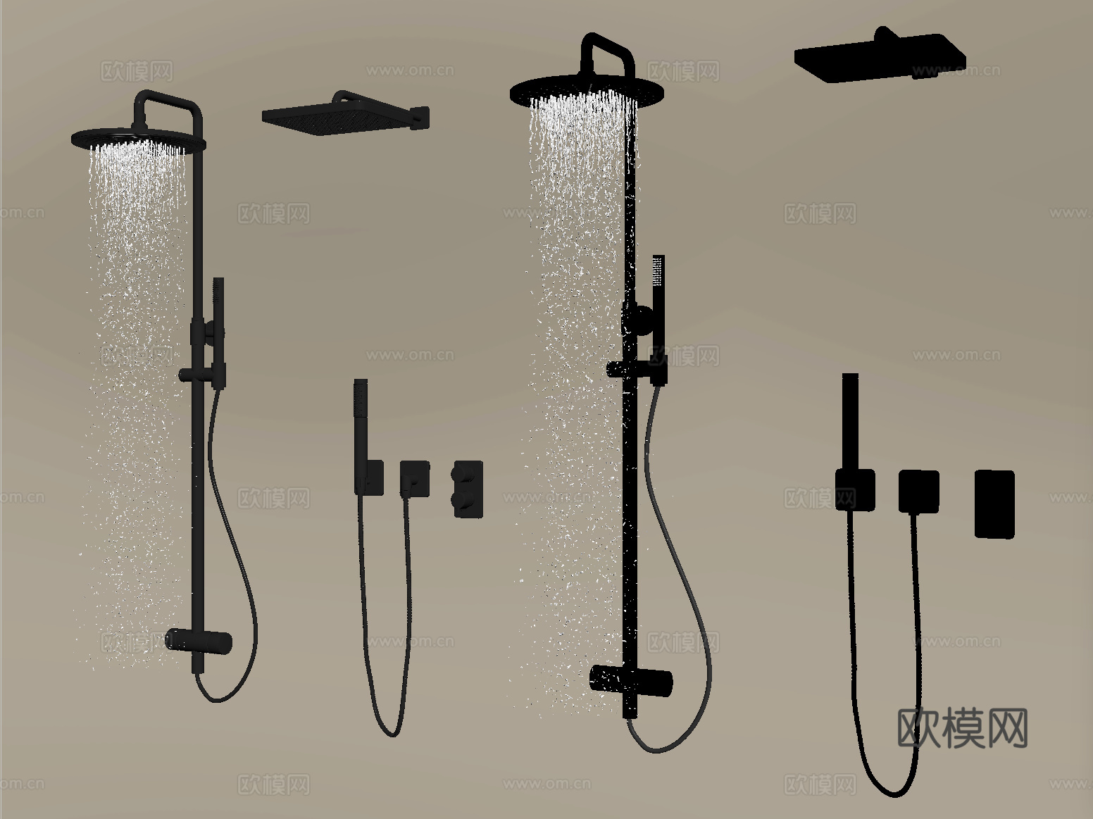 现代花洒 淋浴花洒 卫浴花洒 嵌入式花洒su模型