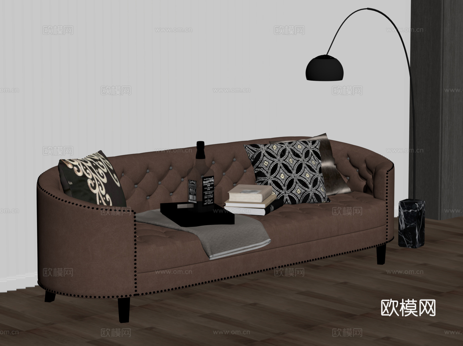 现代意式沙发 三人沙发su模型