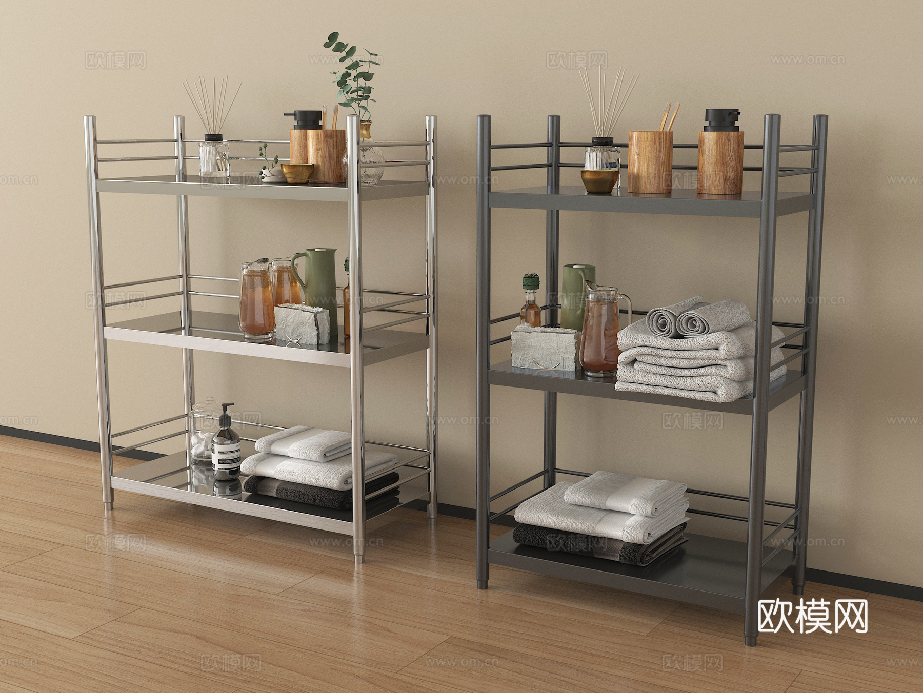 现代置物架 卫浴用品 金属陈列架su模型