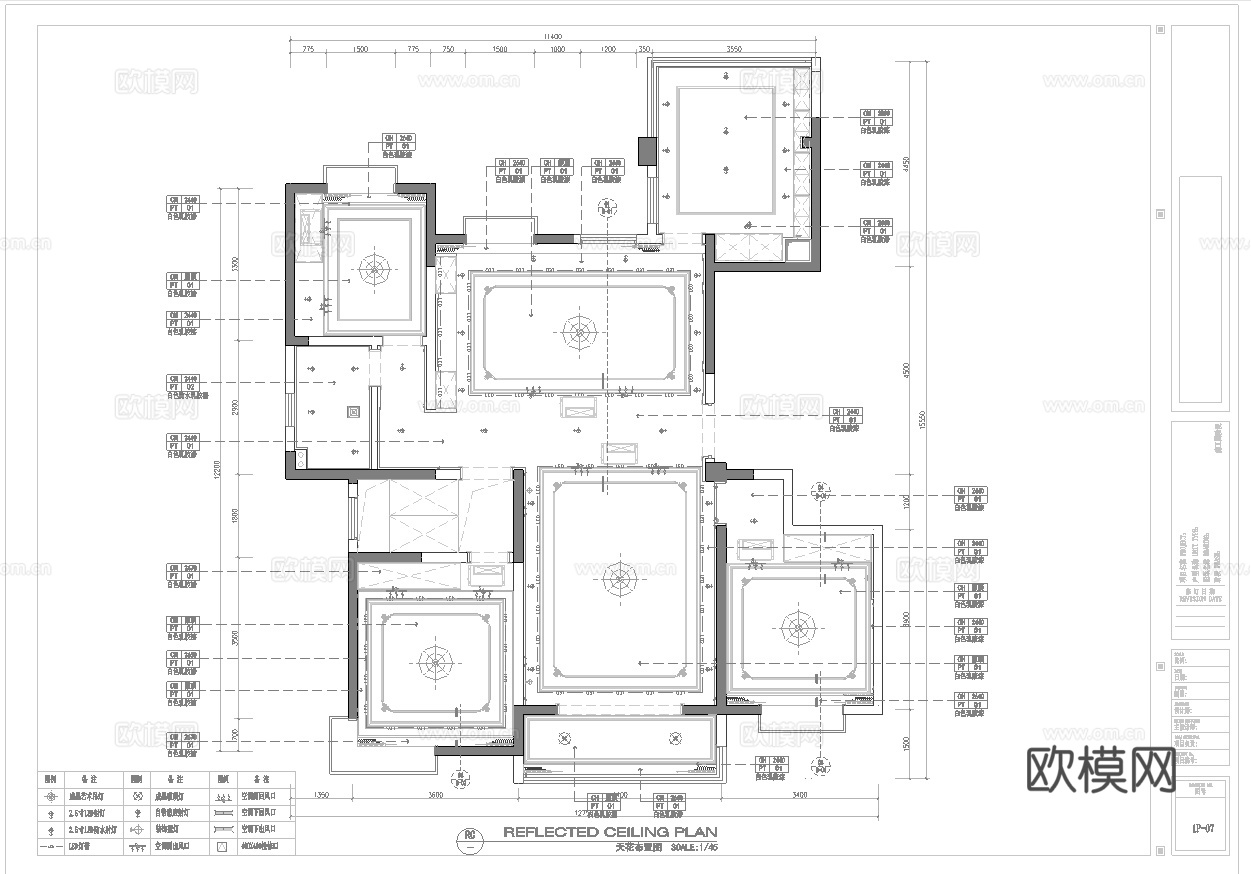 轻奢现代法式别墅 最新全套施工图 效果图合集cad施工图