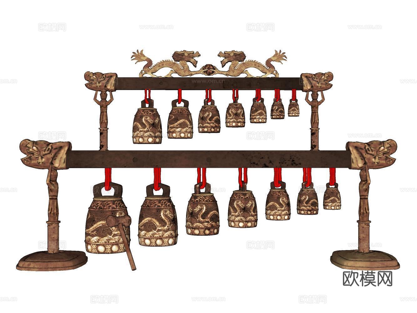 编钟su模型下载（渲染图2）