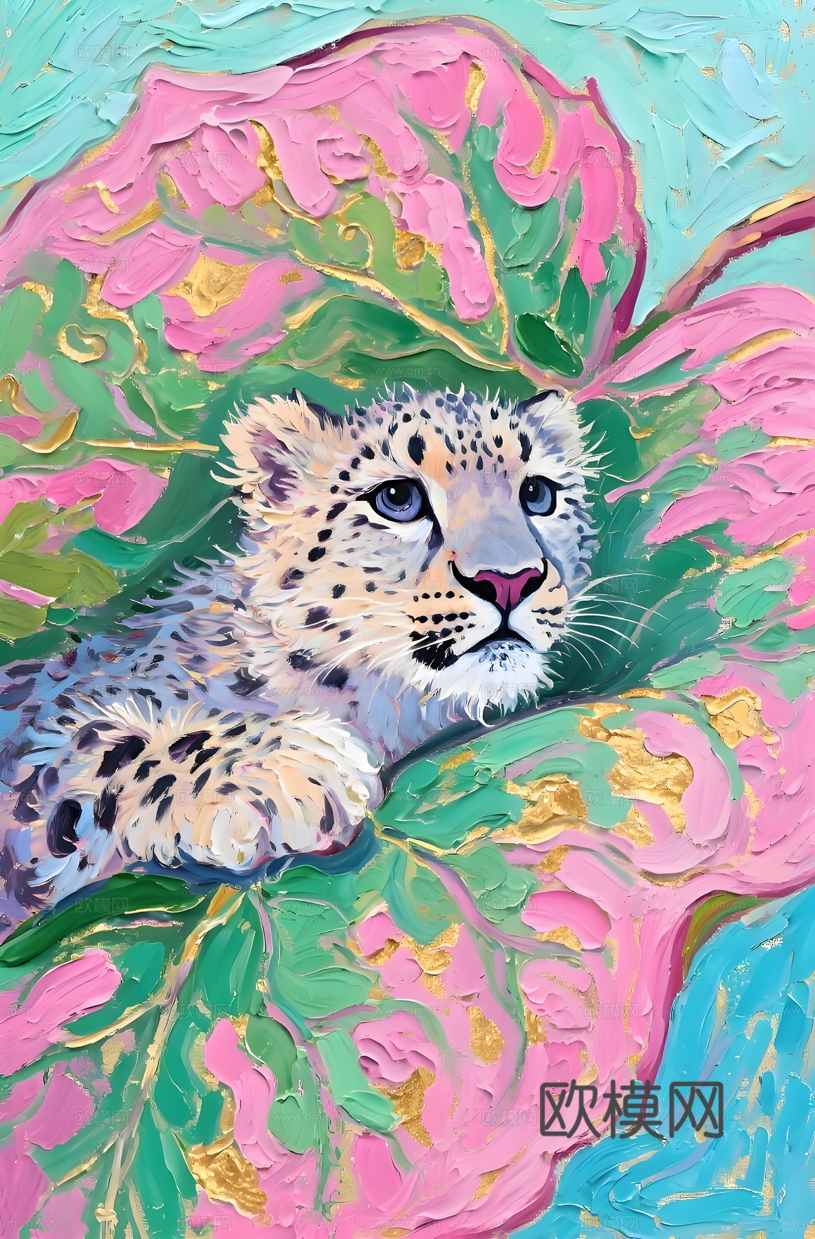 老虎豹子艺术画芯下载（渲染图3）