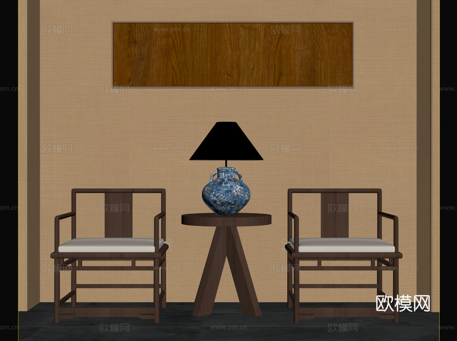 新中式休闲椅su模型