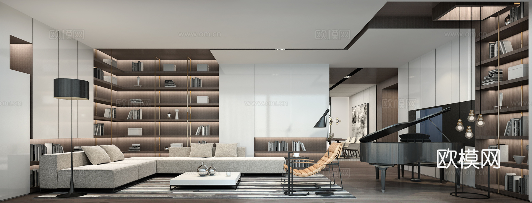 轻奢别墅 样板间 最新全套施工图 效果图合集cad施工图下载（渲染图1）