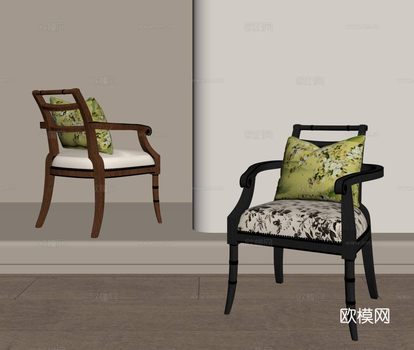 法式中古椅子 休闲椅su模型