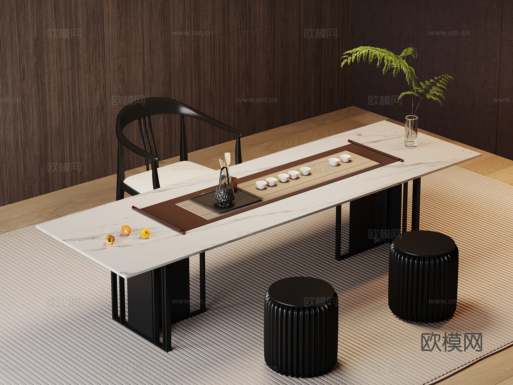 现代意式茶桌椅3d模型下载