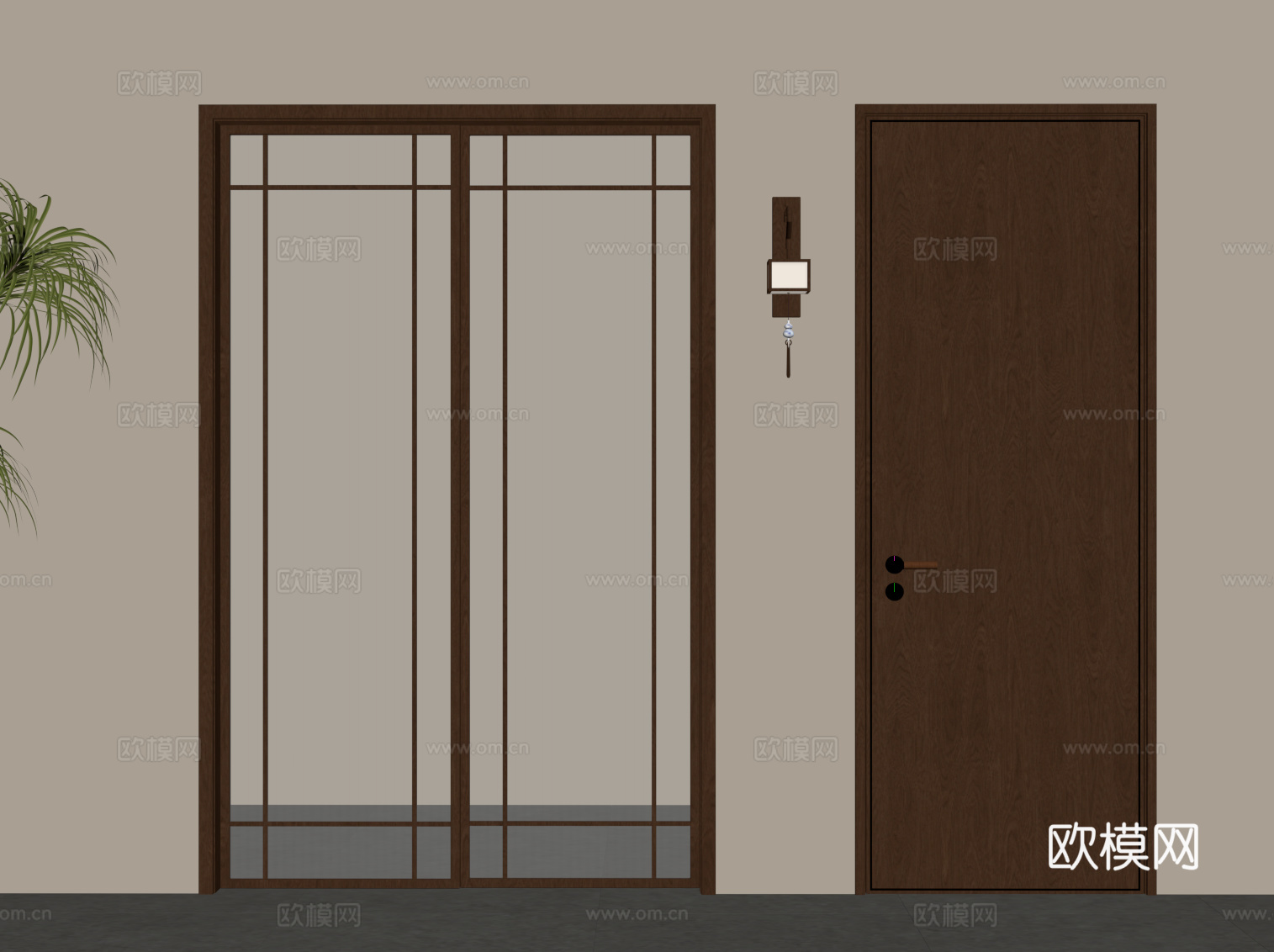 新中式门su模型