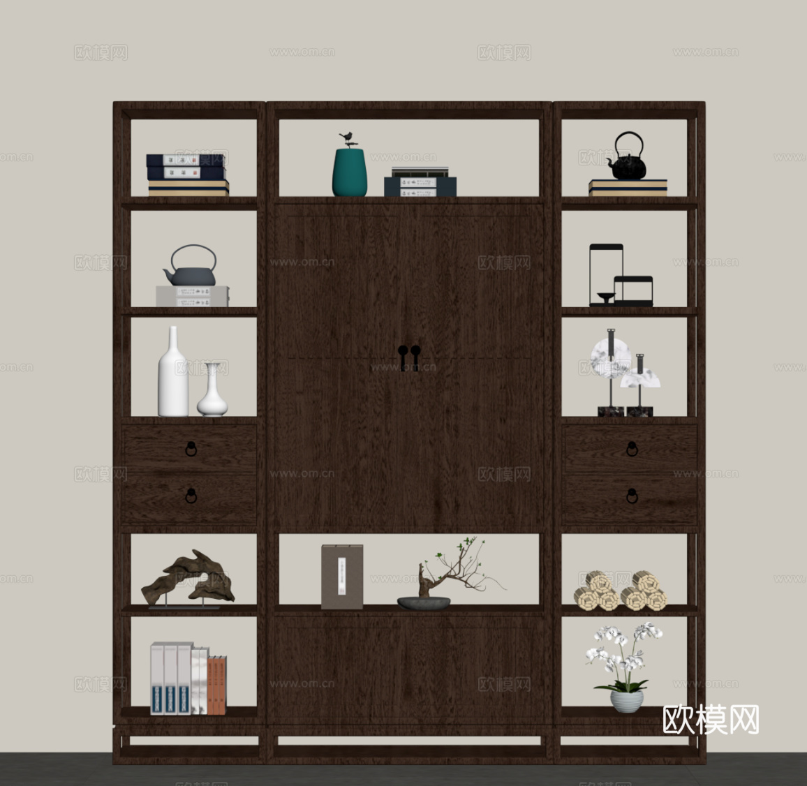 新中式博古架su模型