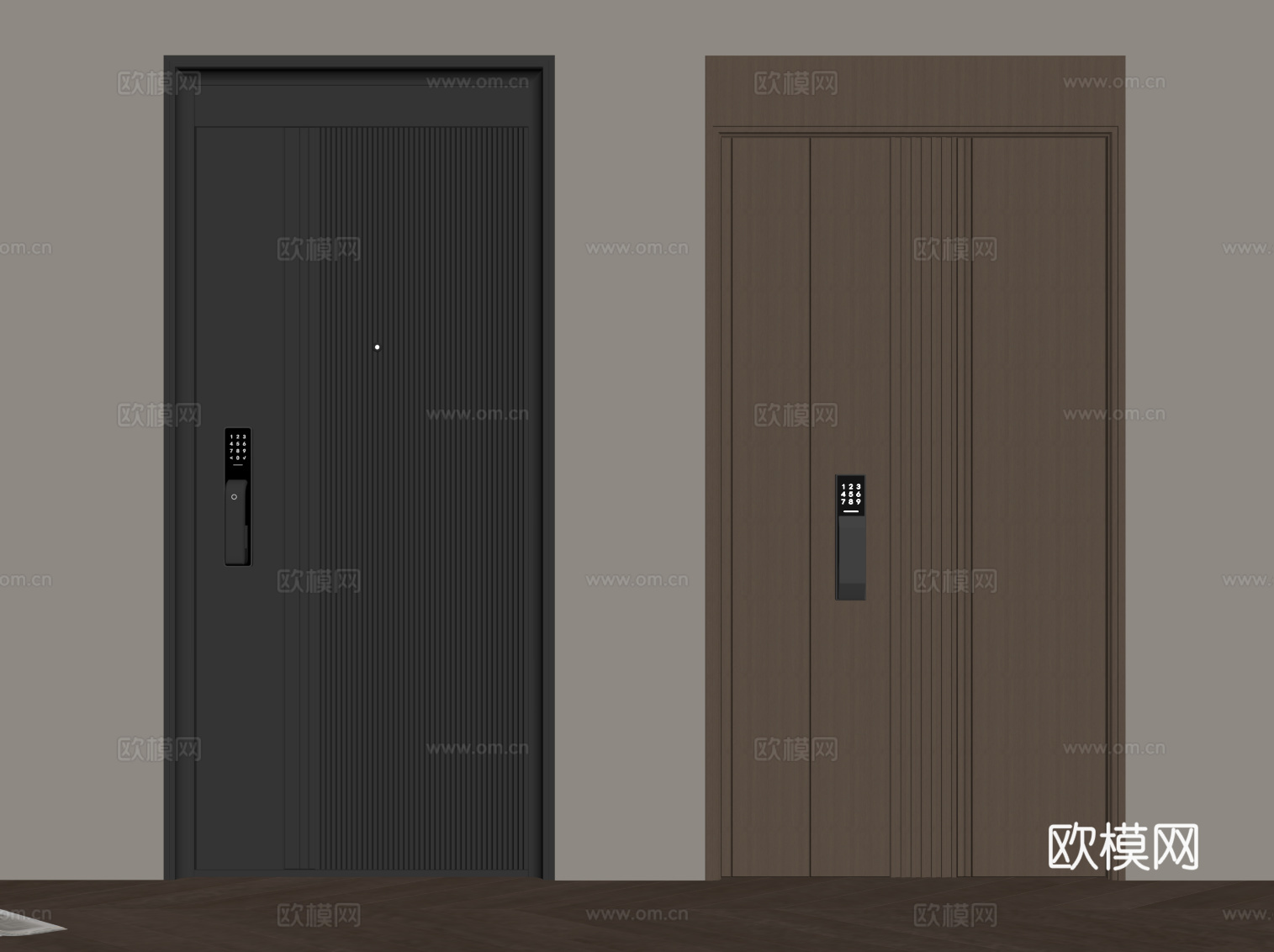 现代防盗门su模型