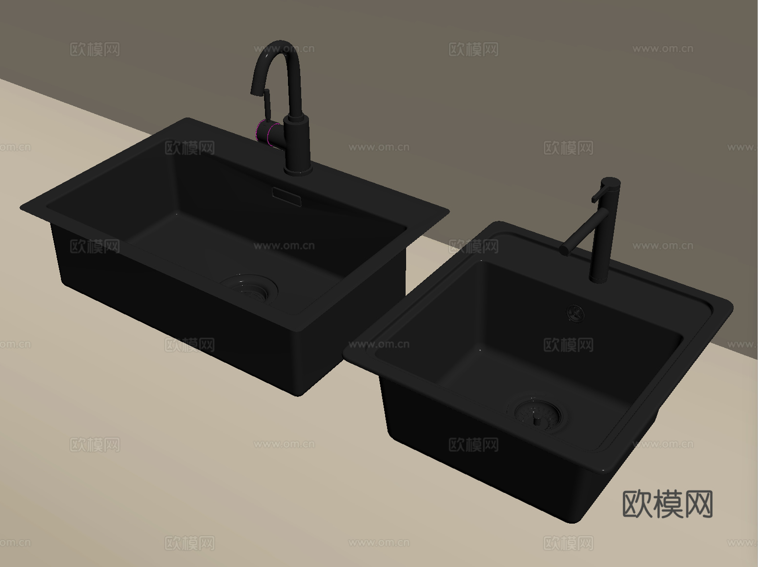 现代水槽洗菜池 洗菜盆水龙头 不锈钢水槽su模型
