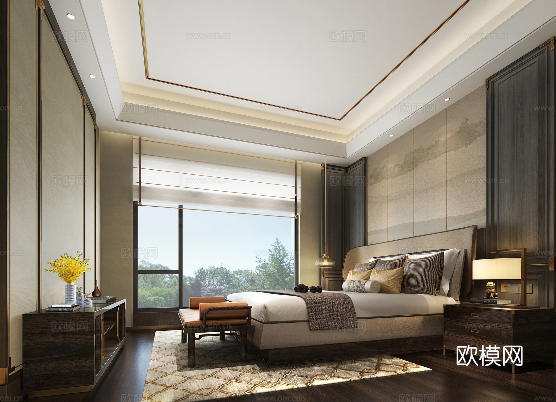 轻奢别墅 样板间 最新全套施工图 效果图合集cad施工图下载（渲染图2）