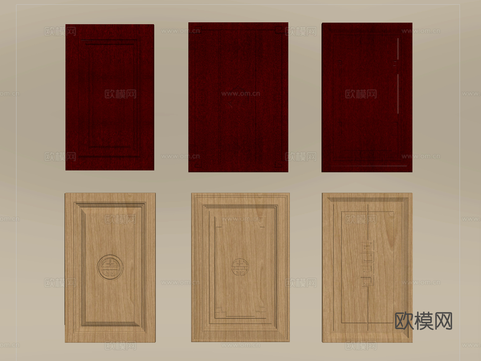 新中式柜门门板 衣柜门组合su模型