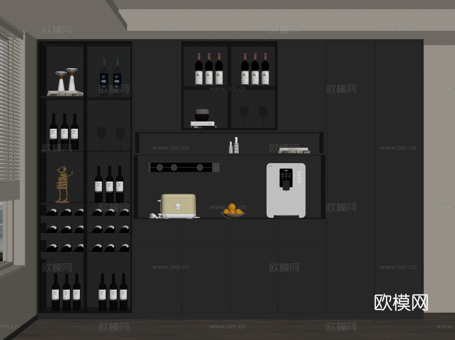 现代餐边柜 酒柜su模型
