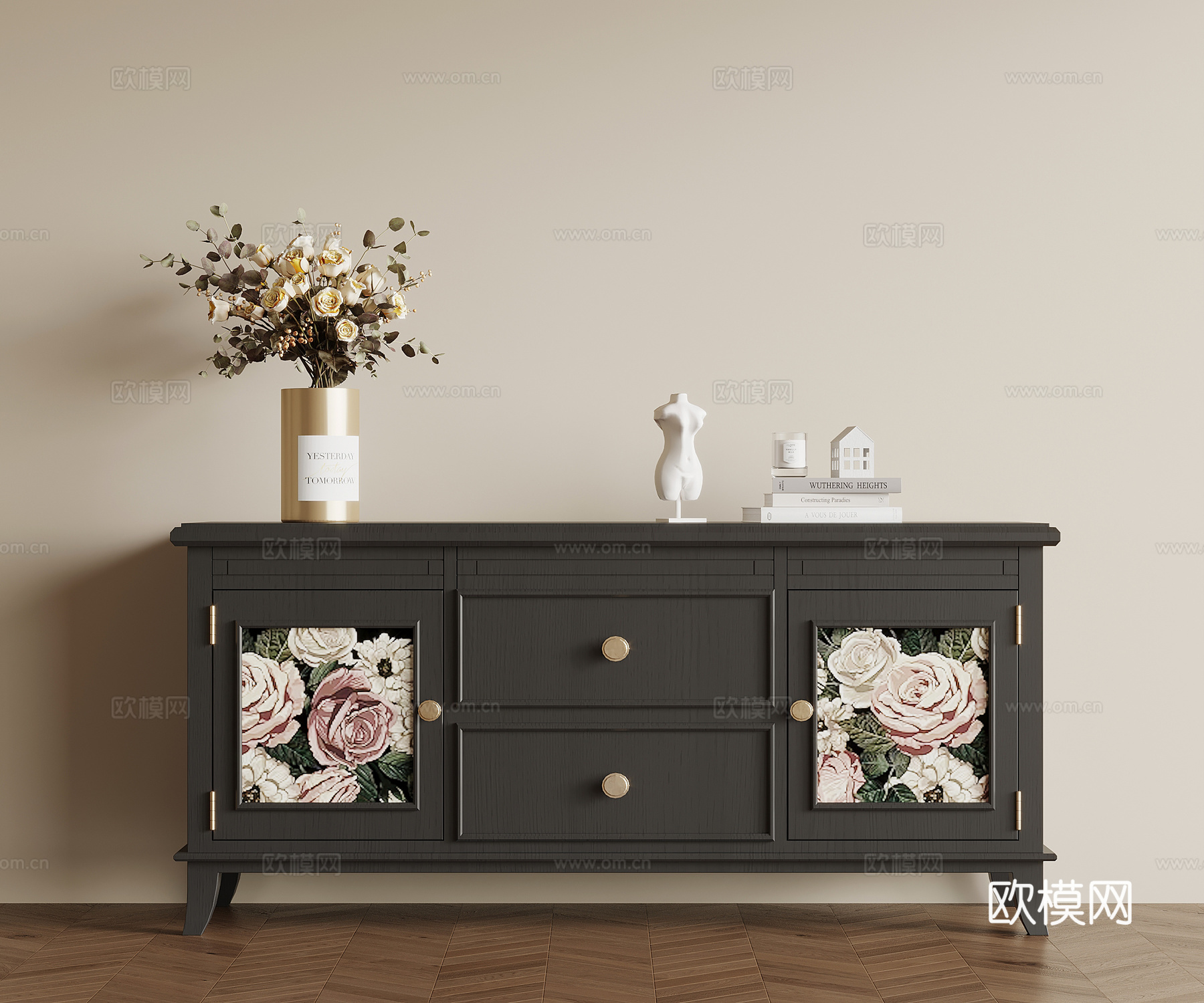 法式复古电视柜 边柜 玄关柜su模型