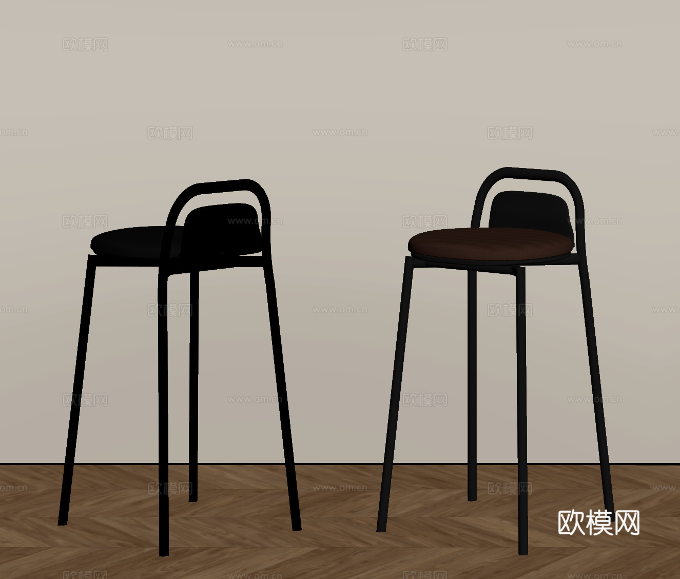 现代意式吧椅 吧凳su模型