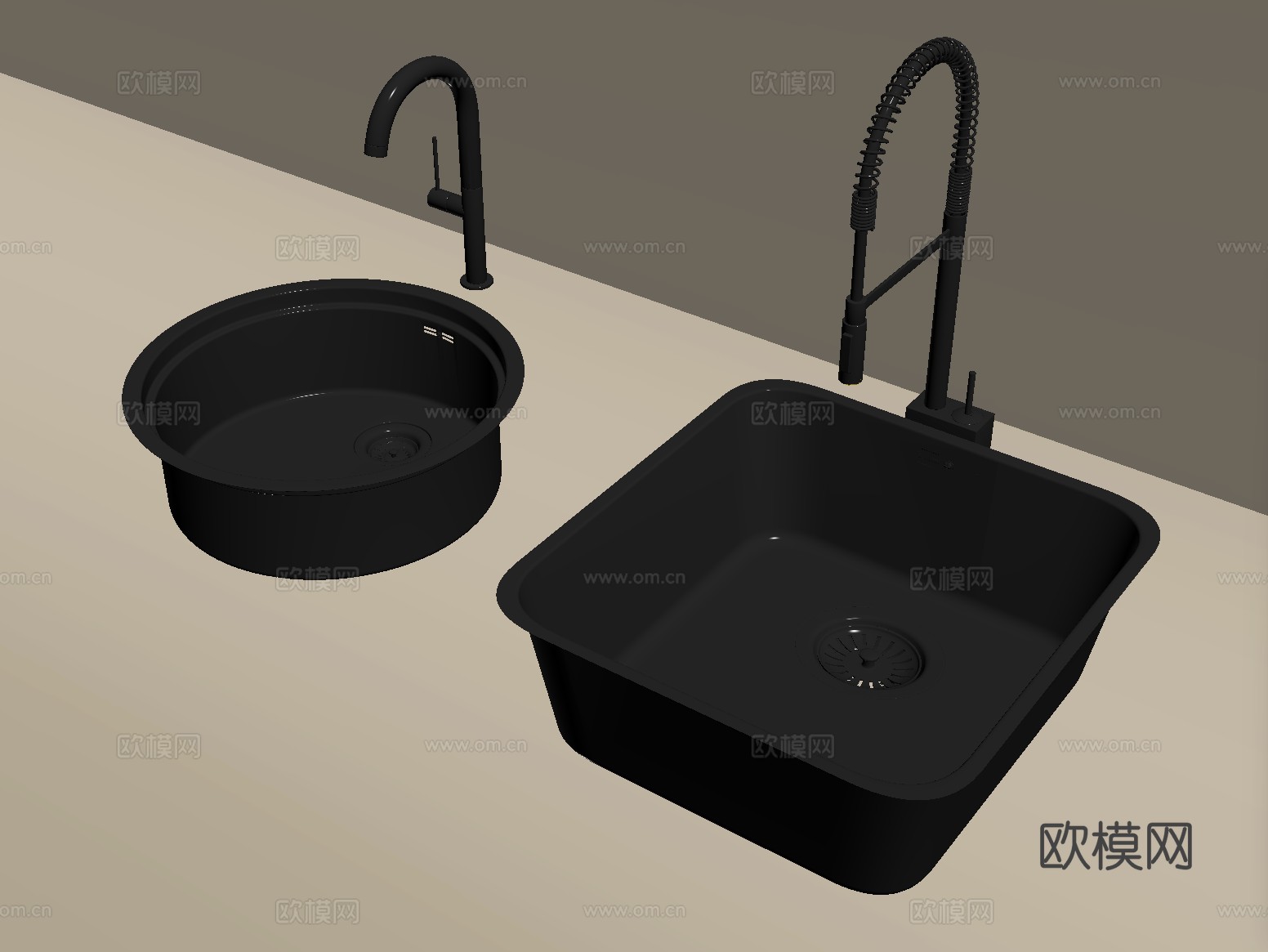 现代水槽洗菜池 洗菜盆水龙头 不锈钢水槽su模型