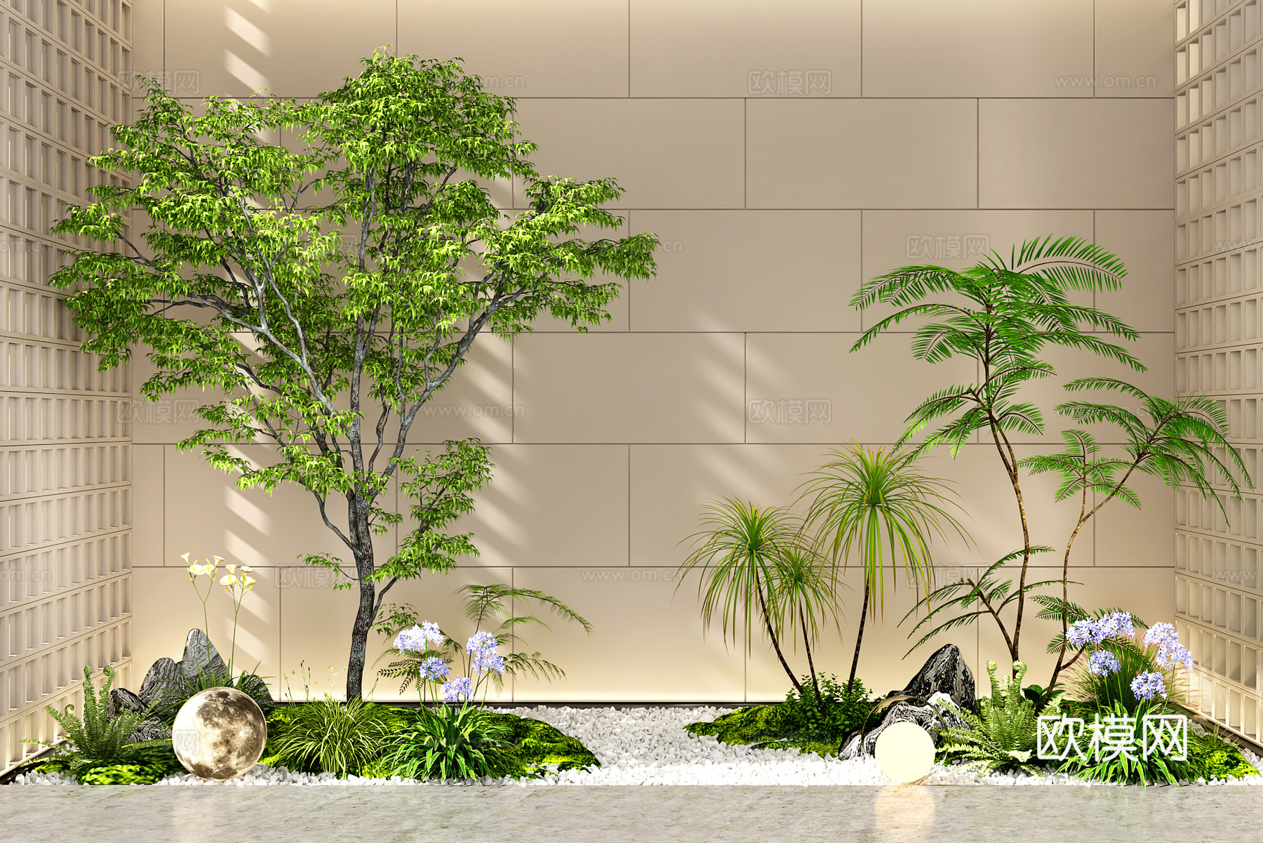 室内景观  庭院景观  植物堆   景观造景  植物组合3d模型下载