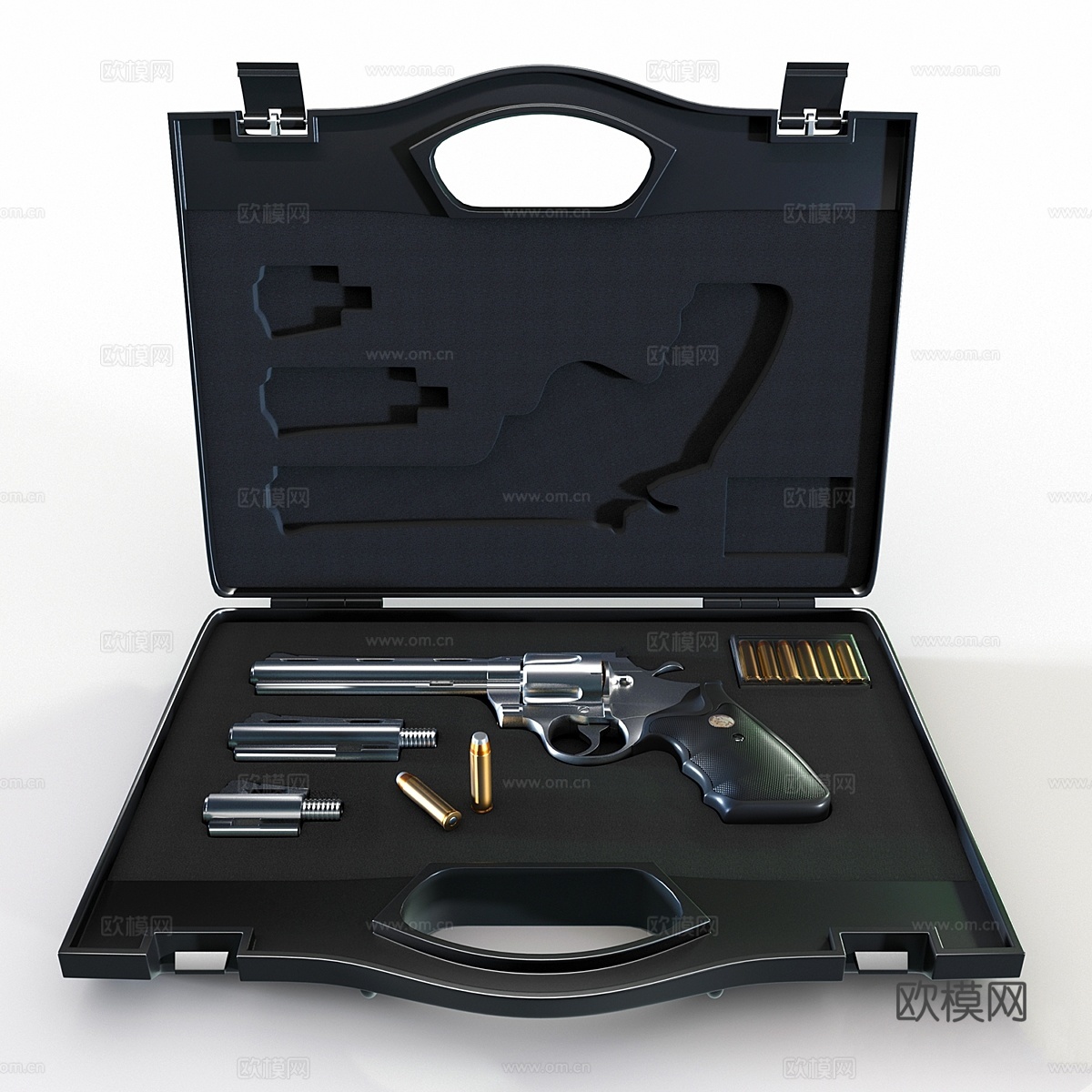 带左轮手枪的武器箱3d模型下载