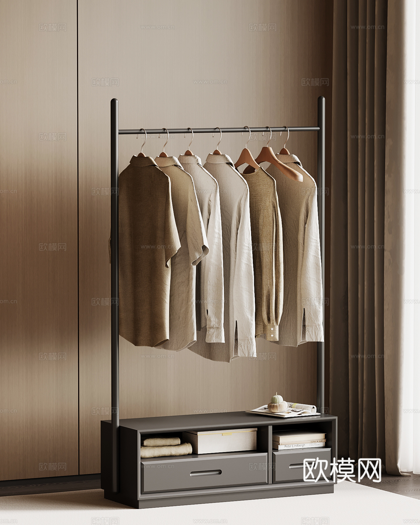 现代意式衣架su模型