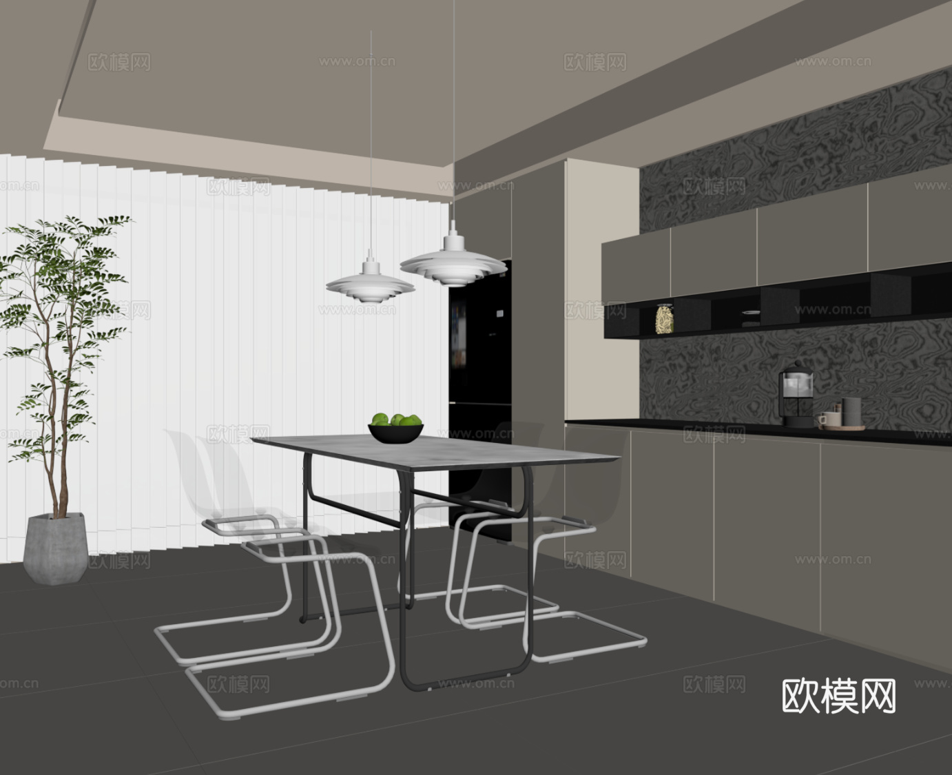 现代餐厅su模型