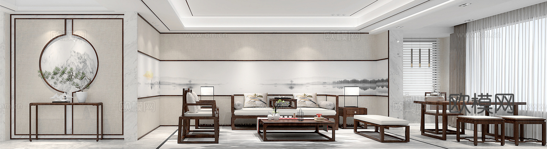 轻奢别墅 样板间 最新全套施工图 效果图合集cad施工图下载（渲染图1）