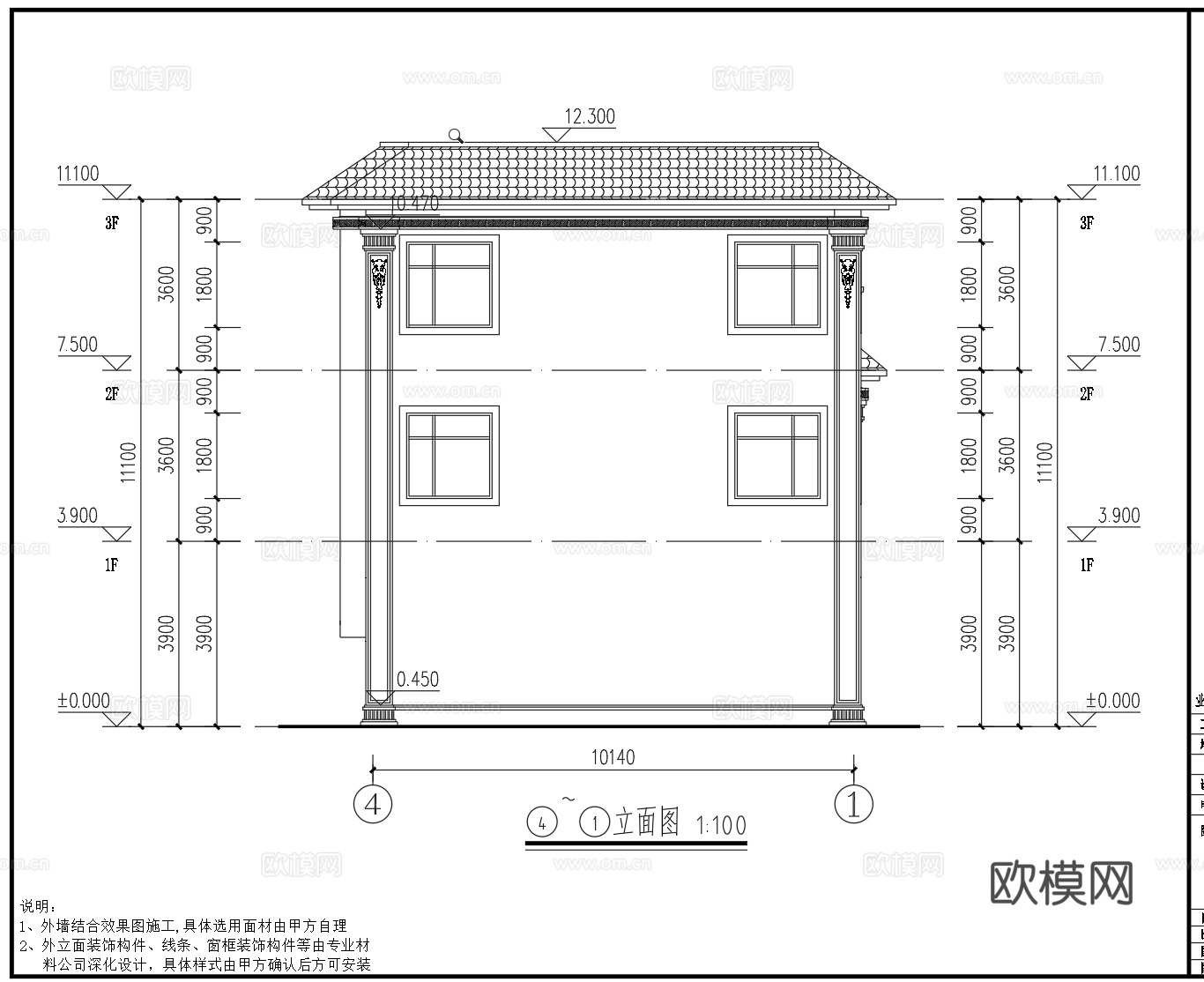 欧式别墅cad施工图cad施工图