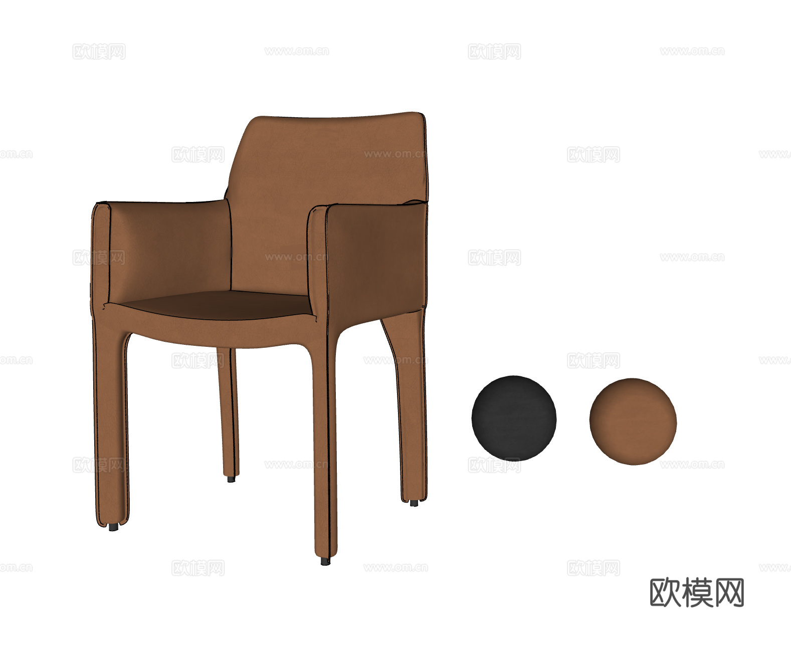 CASSINA 现代餐椅组合 单椅 休闲椅 扶手椅 马鞍皮su模型