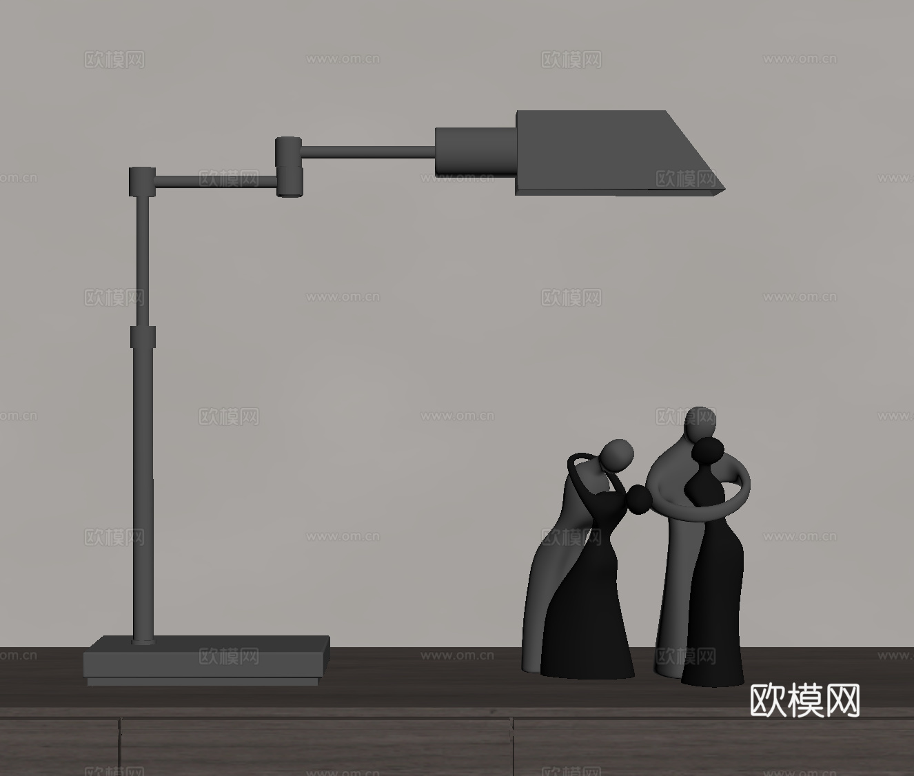 现代意式台灯 金属台灯su模型