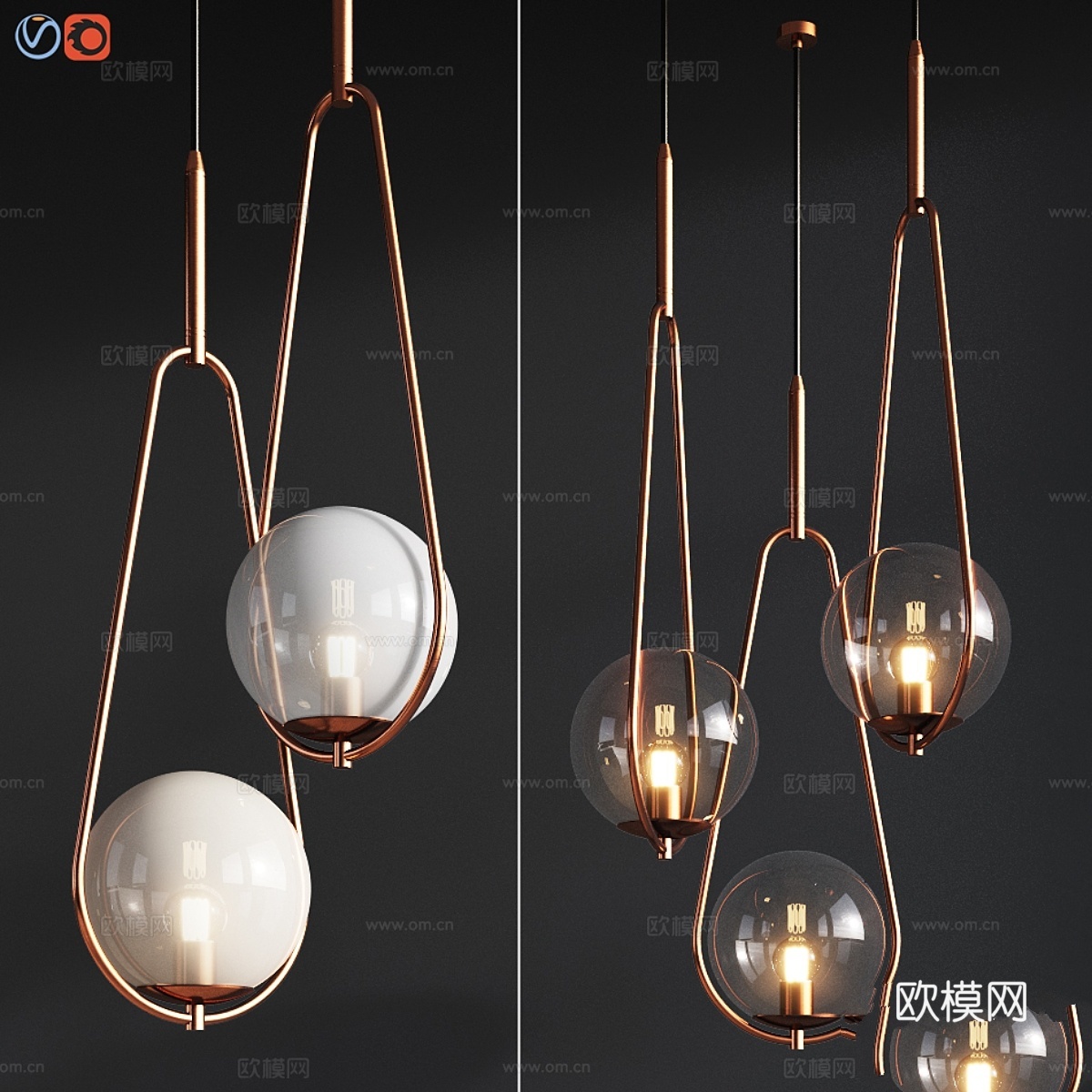 吊灯 Loop Brass Kare Design3d模型下载