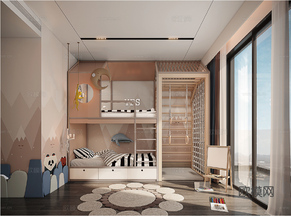 轻奢别墅 样板间 最新全套施工图 效果图合集cad施工图下载（渲染图2）