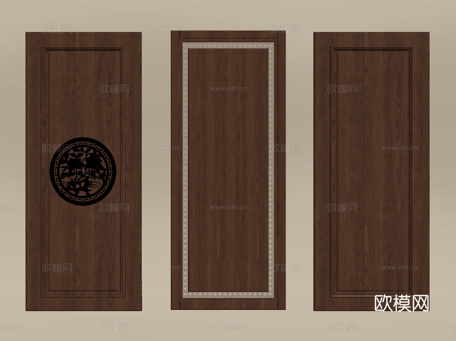 新中式护墙板 门板 柜门板 墙饰板 背景墙su模型