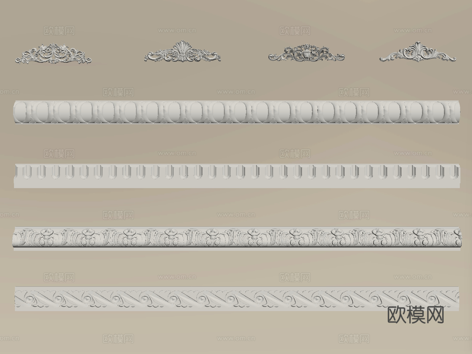 法式石膏线 雕花 石膏线条su模型su模型
