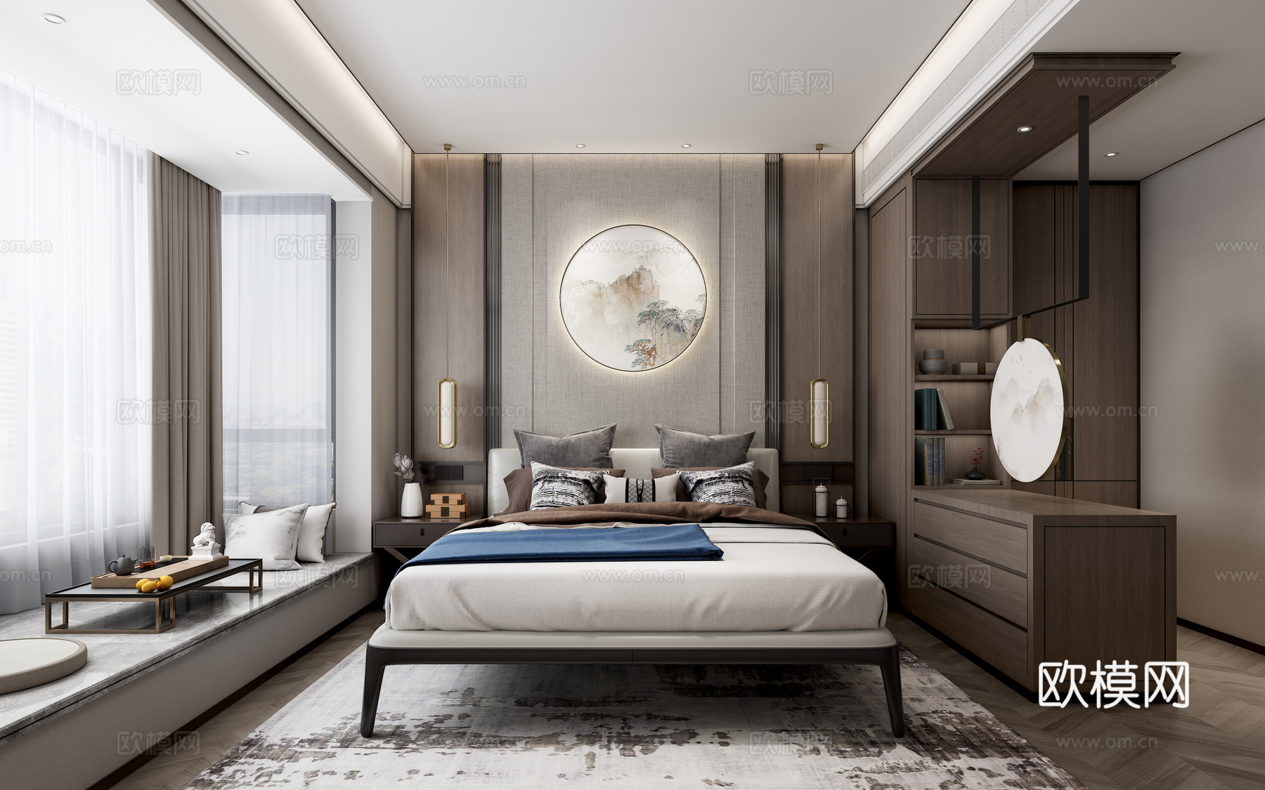 轻奢别墅 样板间 最新全套施工图 效果图合集cad施工图下载（渲染图2）