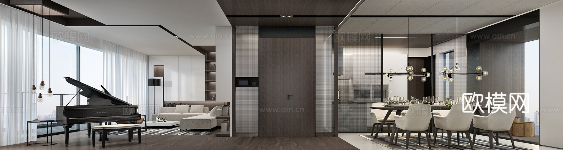 轻奢别墅 样板间 最新全套施工图 效果图合集cad施工图下载（渲染图4）