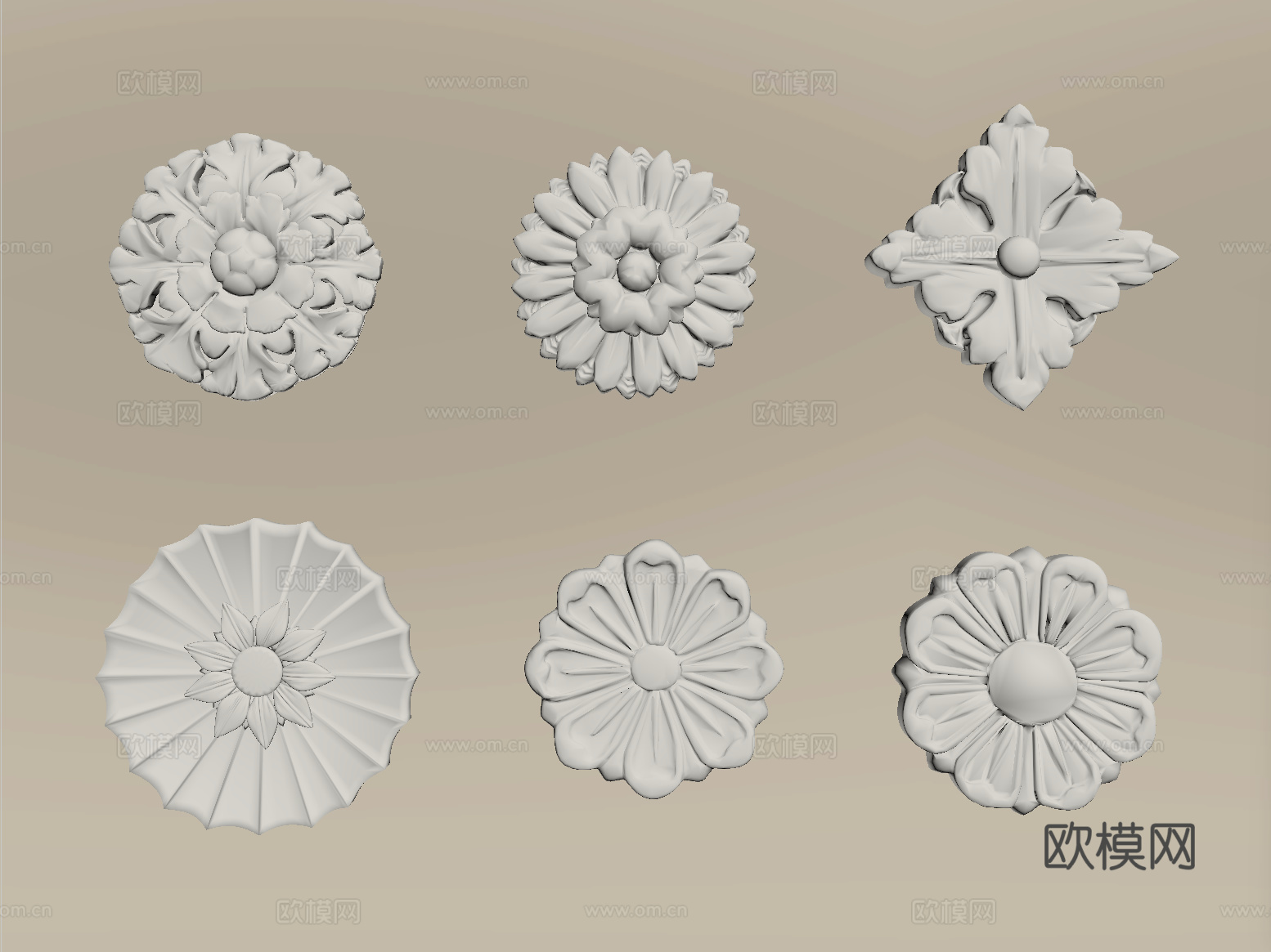 现代石膏雕花 灯盘 石膏吊灯底座su模型