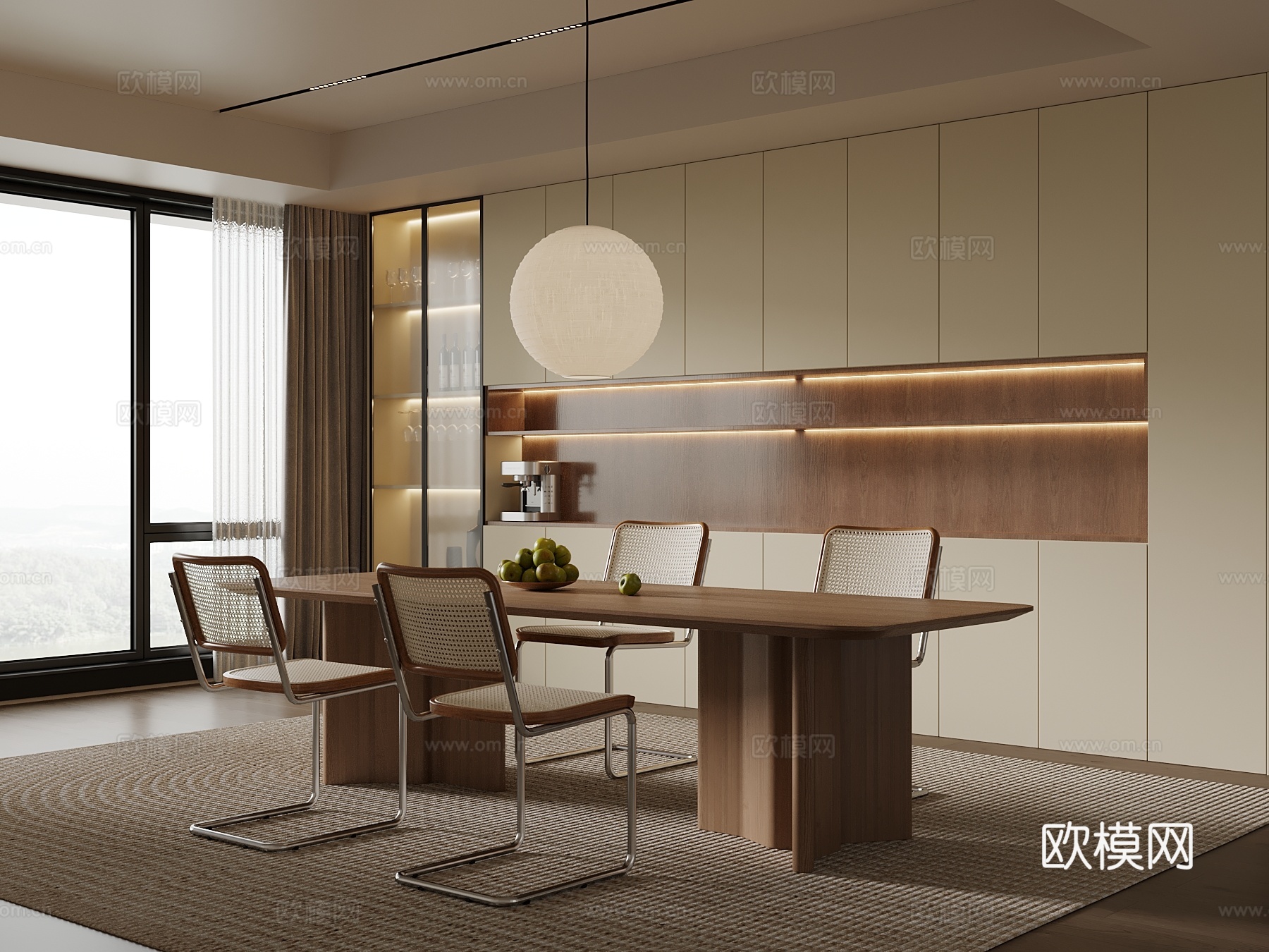 中古风餐厅su模型