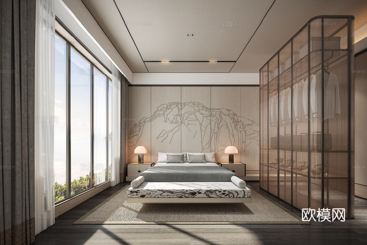 轻奢别墅 样板间 最新全套施工图 效果图合集cad施工图下载（渲染图7）