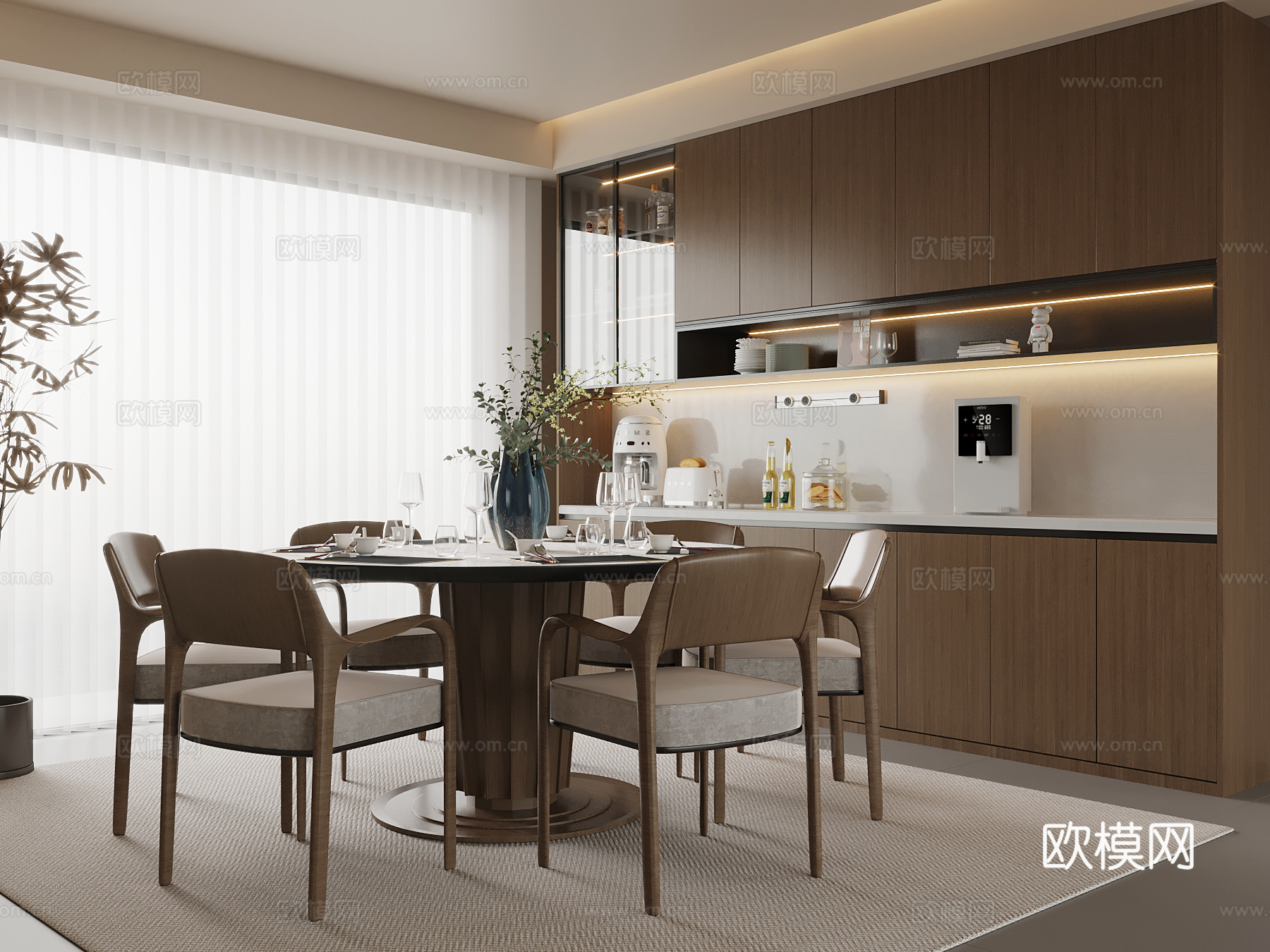 新中式餐厅su模型